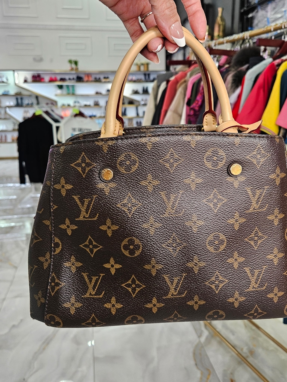 Louis Vuitton Monogram Canvas Satchel in Brown and Tan